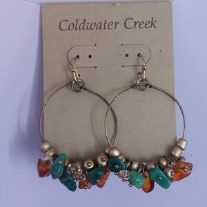 Vintage Coldwater Creek Chip Cluster Hoop Earrings w/Genuine Stones
